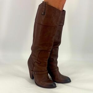 Sam Edelman Naharra Western Boho Leather Knee High Heeled Riding Boots